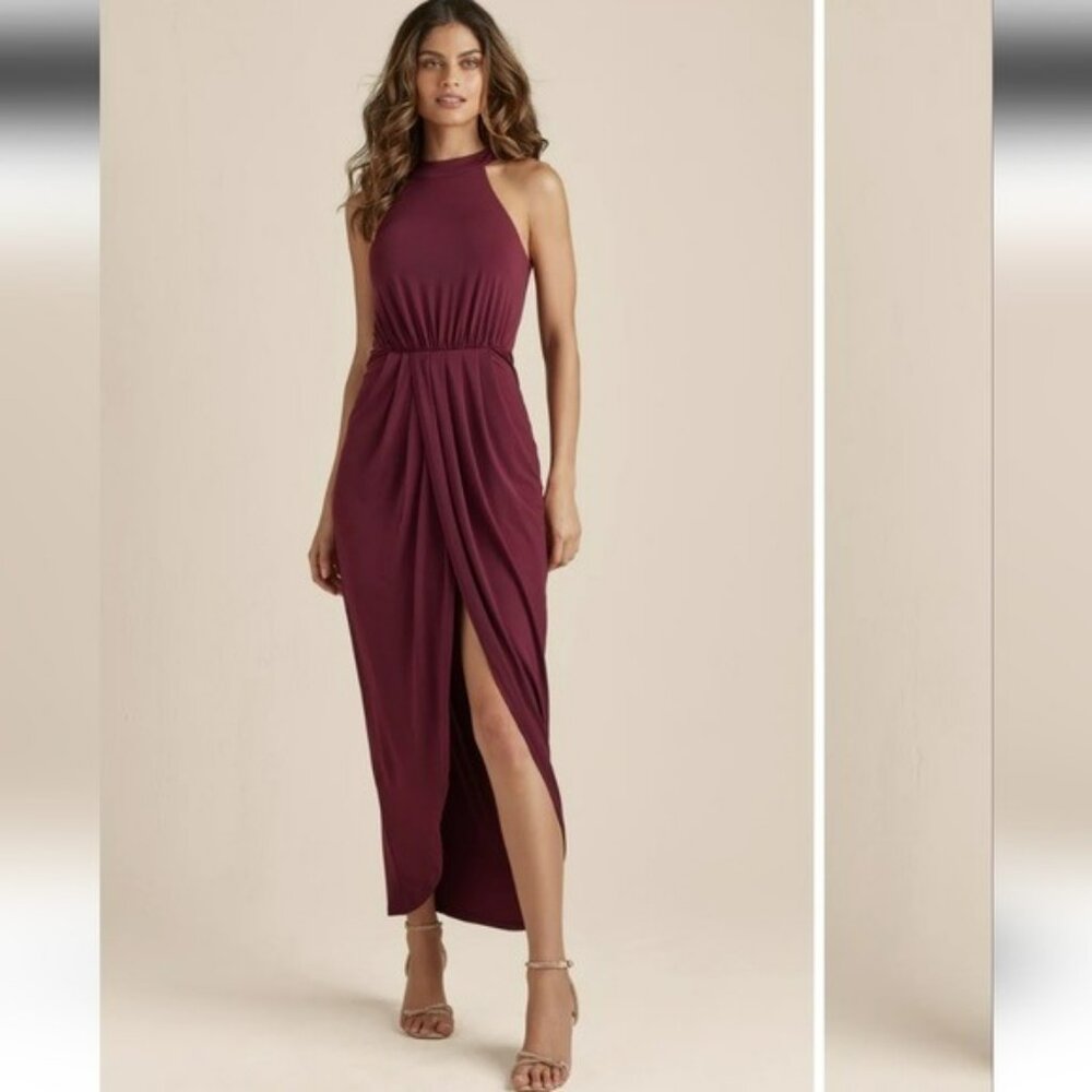 Venus Drape Maxi Dress in Burgundy Size Medium